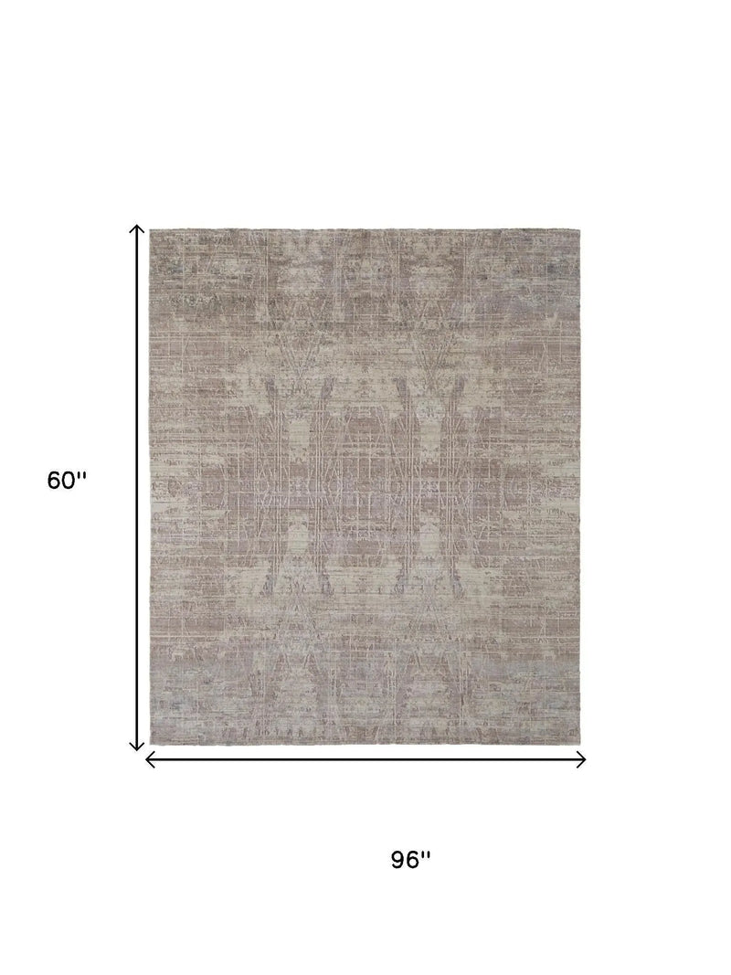 5' X 8' Tan Pink And Gray Abstract Hand Woven Area Rug Homeroots Home Decor