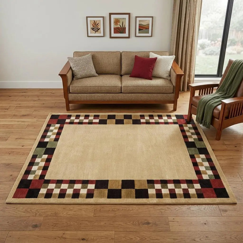 5' X 8' Tan Red And Black Oriental Hand Knotted Area Rug Homeroots Home Decor