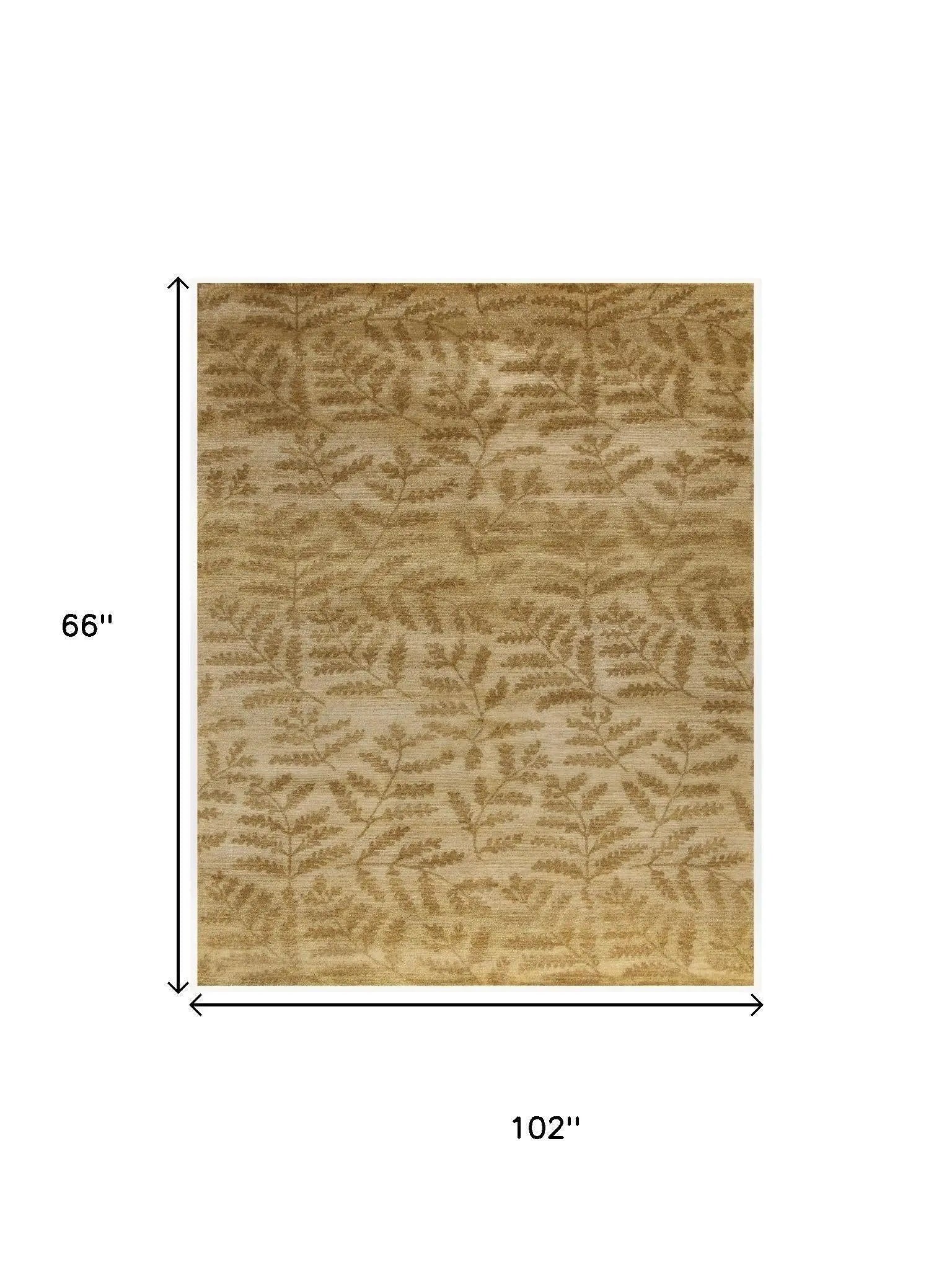 5' X 8' Tan Yellow And Orange Wool Floral Hand Knotted Area Rug Homeroots Home Decor