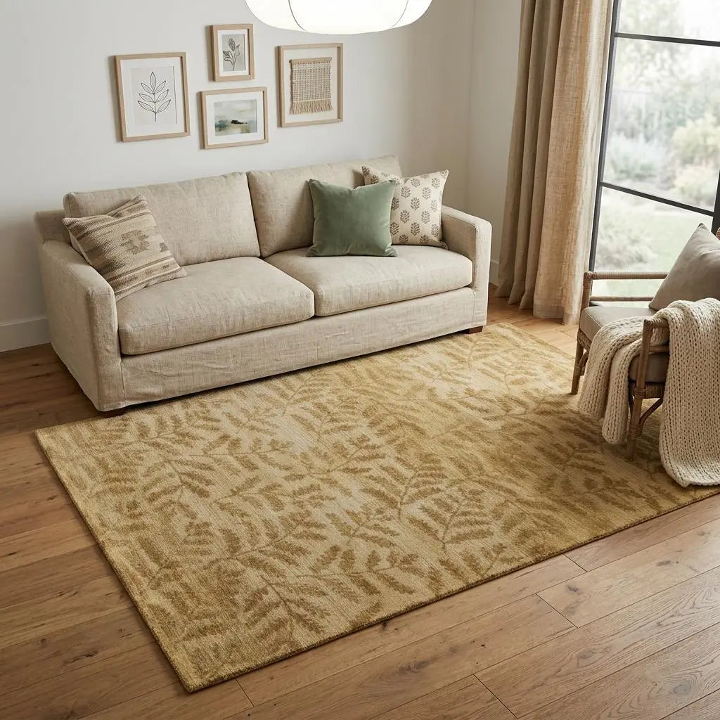 5' X 8' Tan Yellow And Orange Wool Floral Hand Knotted Area Rug Homeroots Home Decor