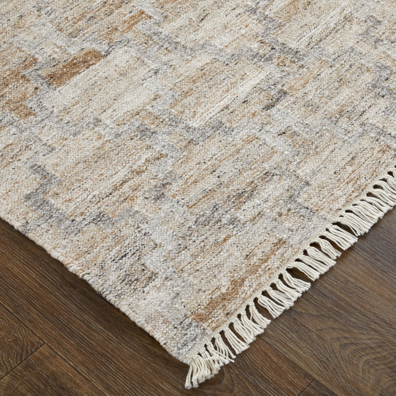 5' X 8' Tan and Gray Geometric Hand Woven Area Rug With Fringe Homeroots Outdoor