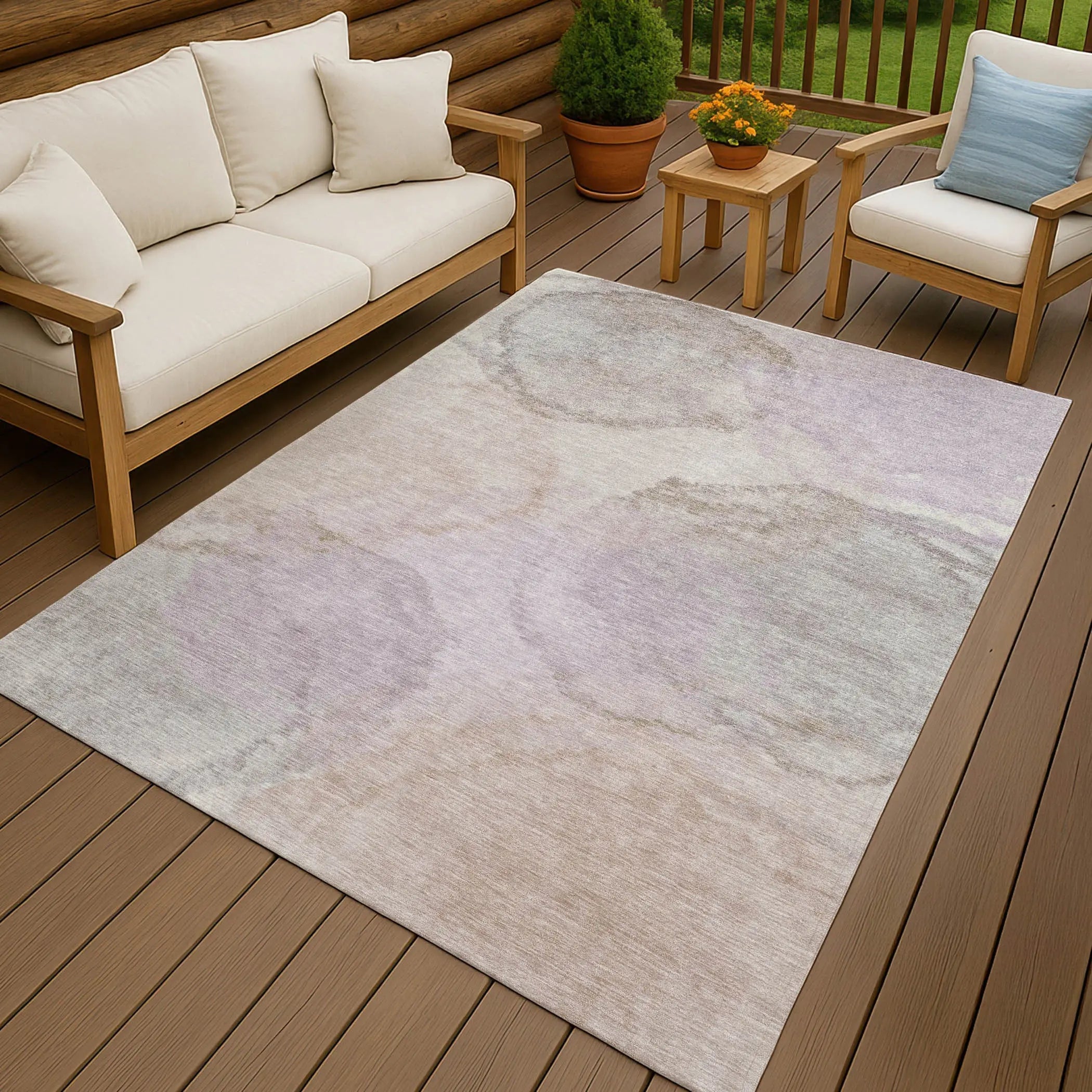 5' X 8' Taupe And Beige Abstract Washable Indoor Outdoor Area Rug Homeroots Outdoor