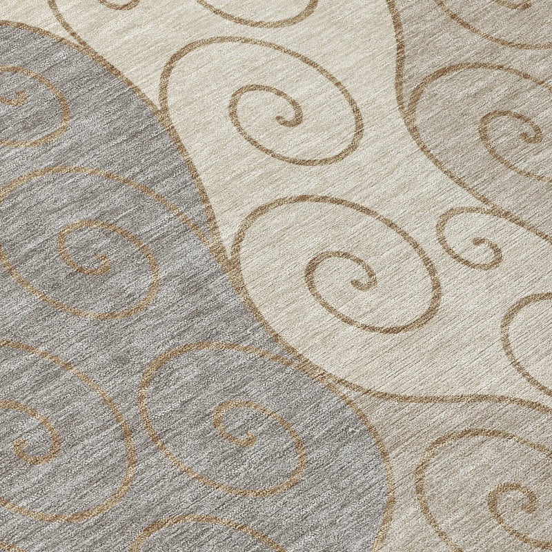 5' X 8' Taupe And Beige Abstract Washable Indoor Outdoor Area Rug Homeroots Outdoor