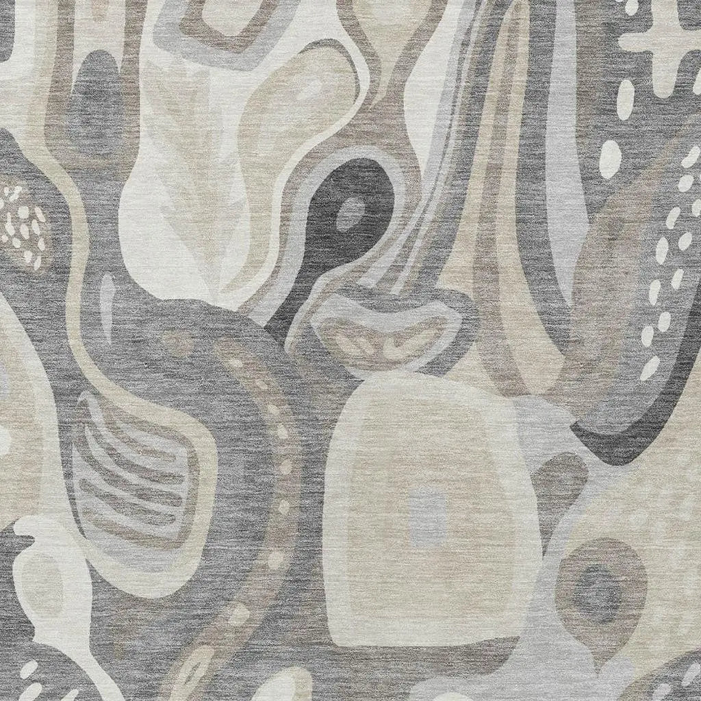 5' X 8' Taupe And Beige Abstract Washable Indoor Outdoor Area Rug Homeroots Outdoor