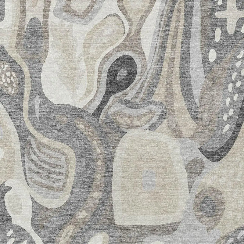 5' X 8' Taupe And Beige Abstract Washable Indoor Outdoor Area Rug Homeroots Outdoor