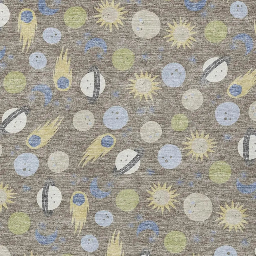 5' X 8' Taupe And Beige Geometric Washable Indoor Outdoor Area Rug Homeroots Outdoor
