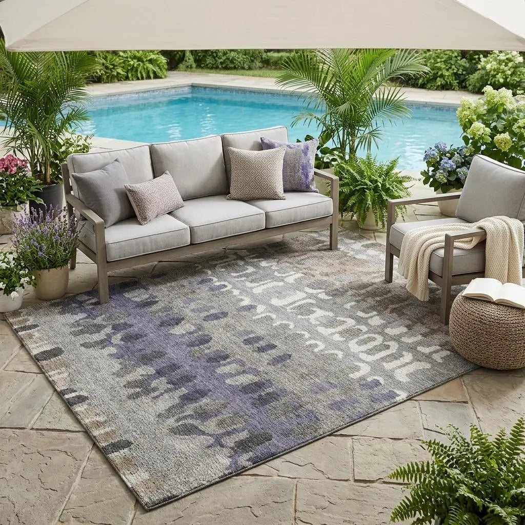 5' X 8' Taupe And Beige Geometric Washable Indoor Outdoor Area Rug Homeroots Outdoor