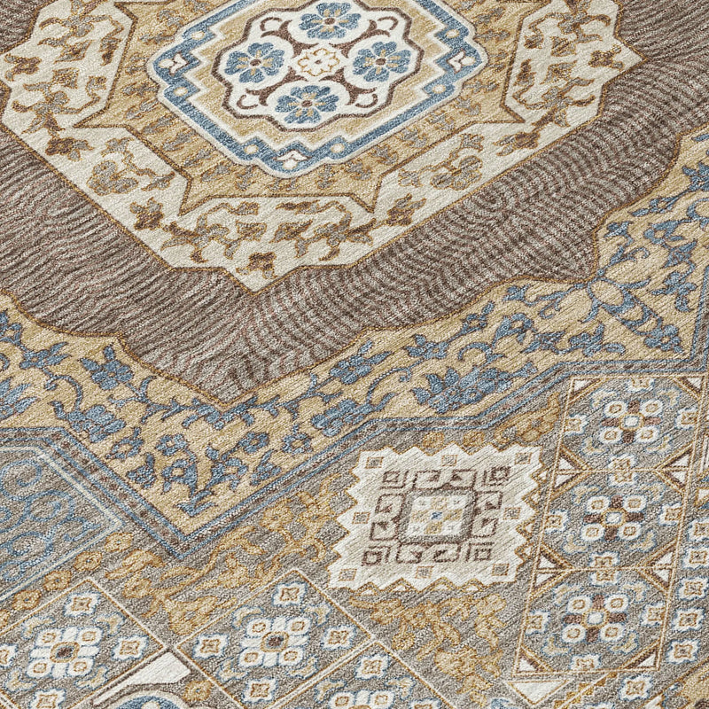 5' X 8' Taupe And Beige Oriental Washable Indoor Outdoor Area Rug Homeroots Outdoor