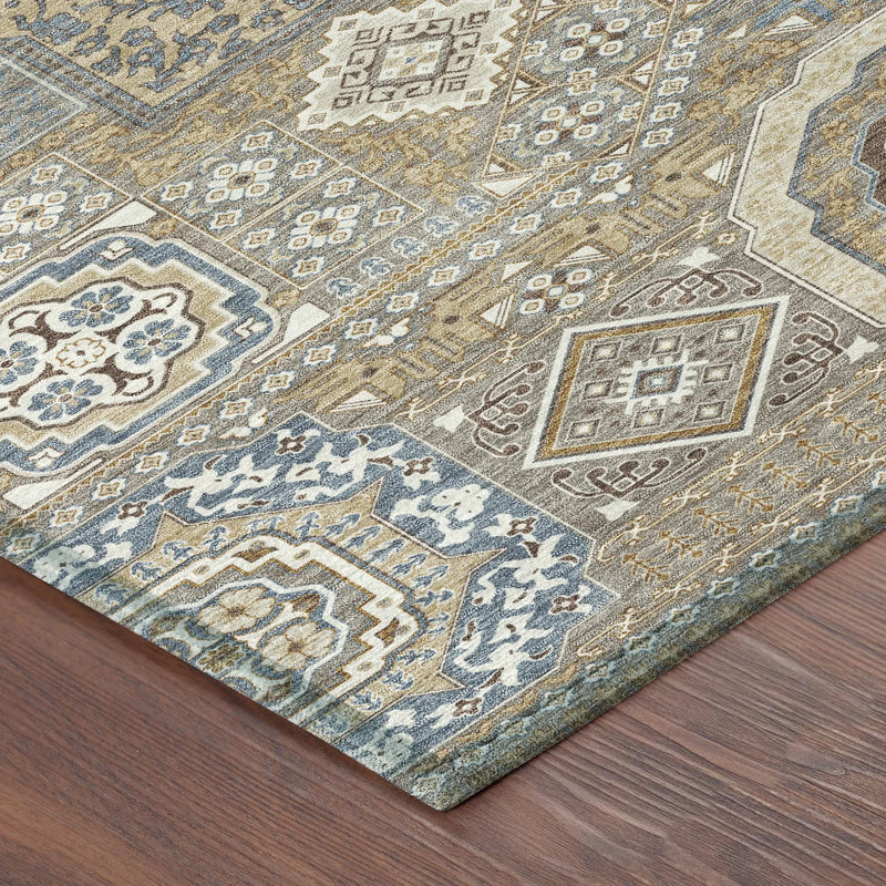 5' X 8' Taupe And Beige Oriental Washable Indoor Outdoor Area Rug Homeroots Outdoor