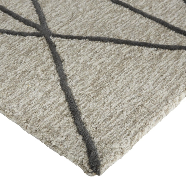 5' X 8' Taupe And Black Wool Geometric Hand Tufted Area Rug Homeroots Home Decor