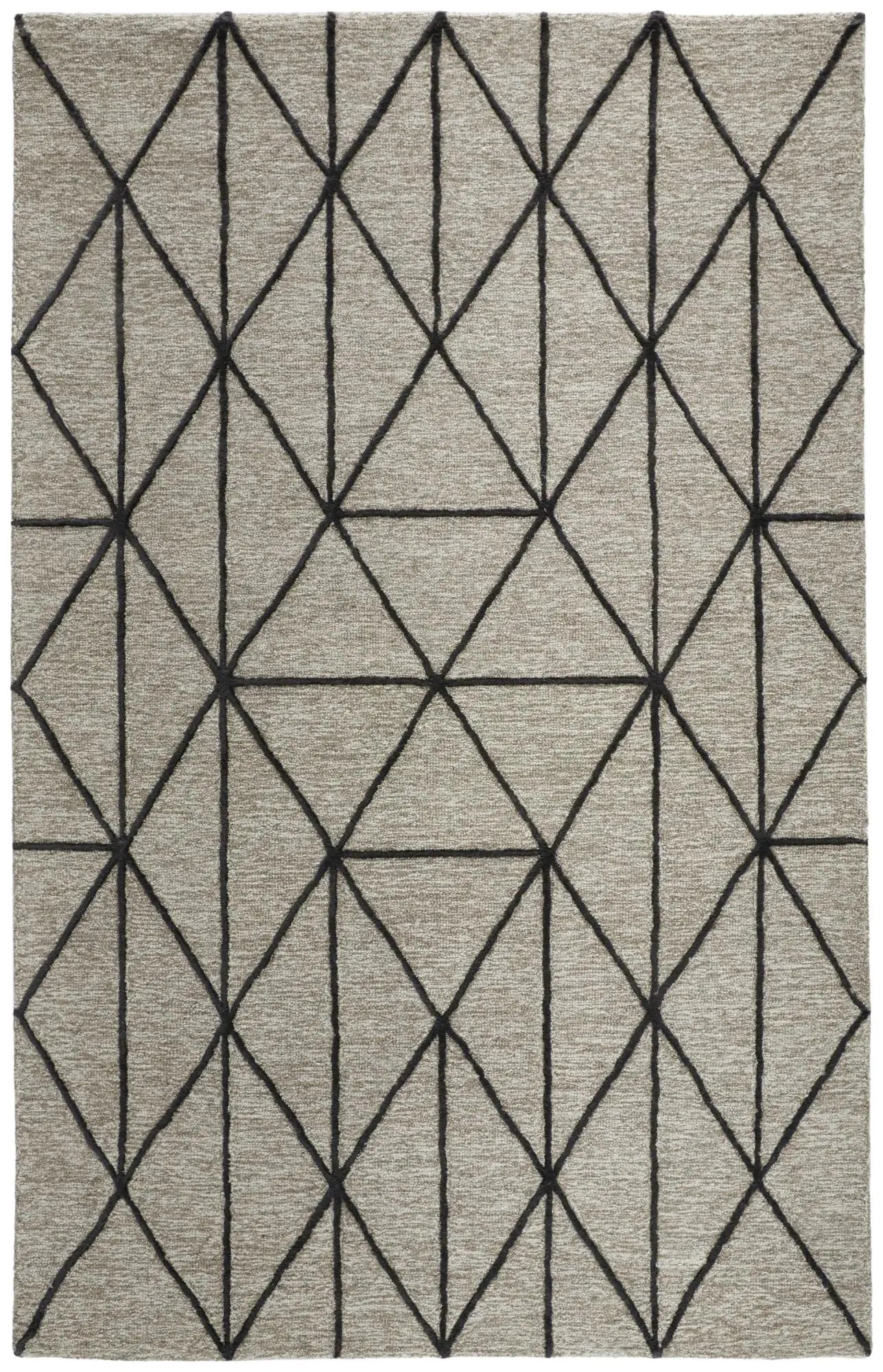 5' X 8' Taupe And Black Wool Geometric Hand Tufted Area Rug Homeroots Home Decor