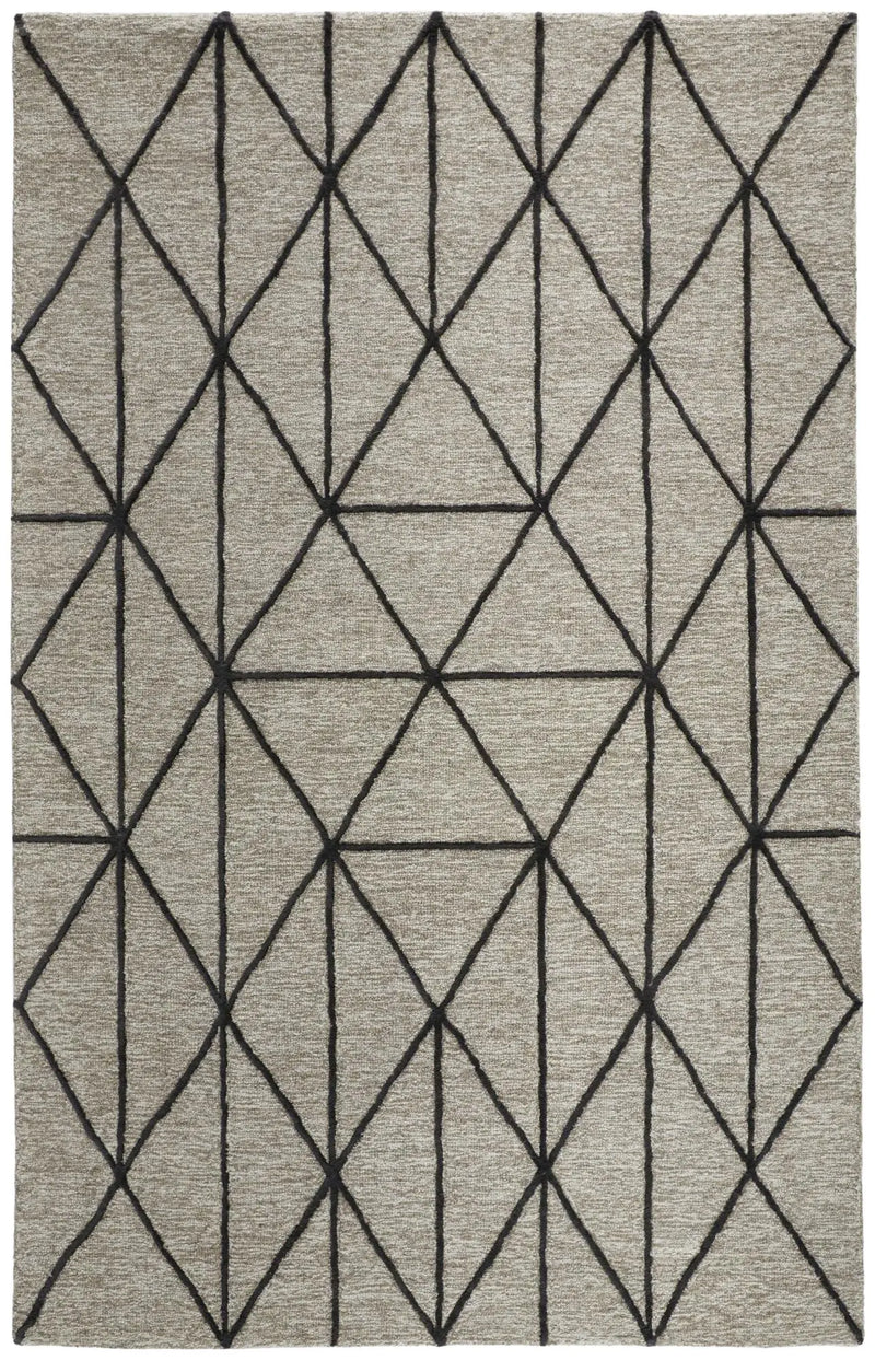 5' X 8' Taupe And Black Wool Geometric Hand Tufted Area Rug Homeroots Home Decor