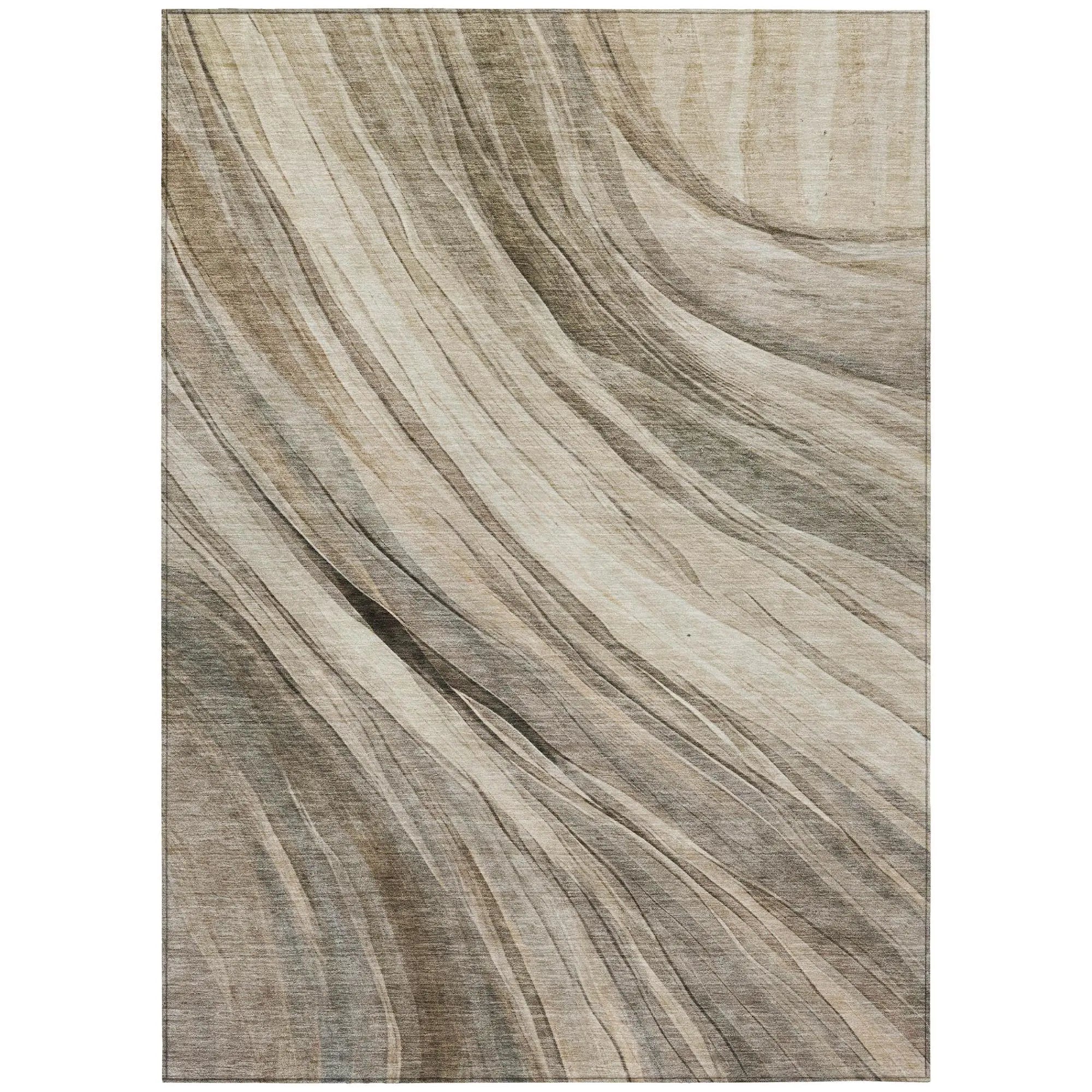 5' X 8' Taupe And Brown Abstract Washable Indoor Outdoor Area Rug Homeroots Outdoor