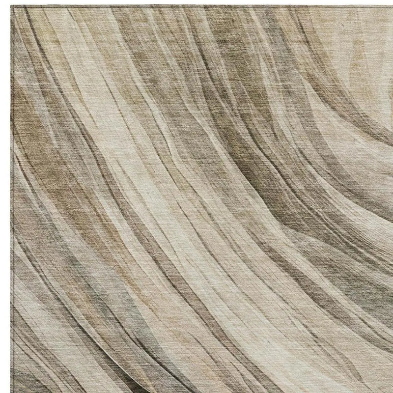 5' X 8' Taupe And Brown Abstract Washable Indoor Outdoor Area Rug Homeroots Outdoor