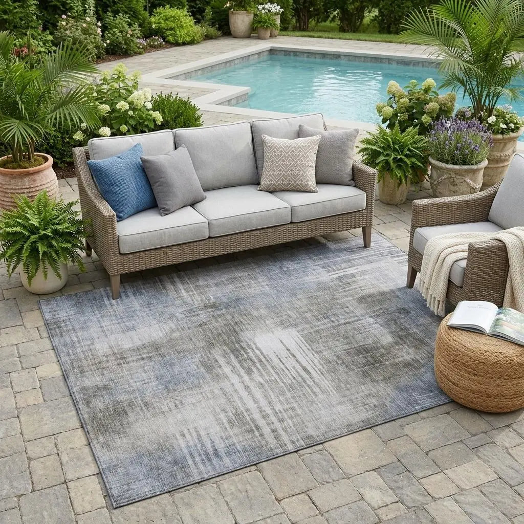 5' X 8' Taupe And Brown Abstract Washable Indoor Outdoor Area Rug Homeroots Outdoor