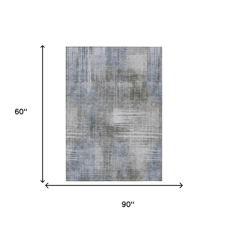 5' X 8' Taupe And Brown Abstract Washable Indoor Outdoor Area Rug Homeroots Outdoor