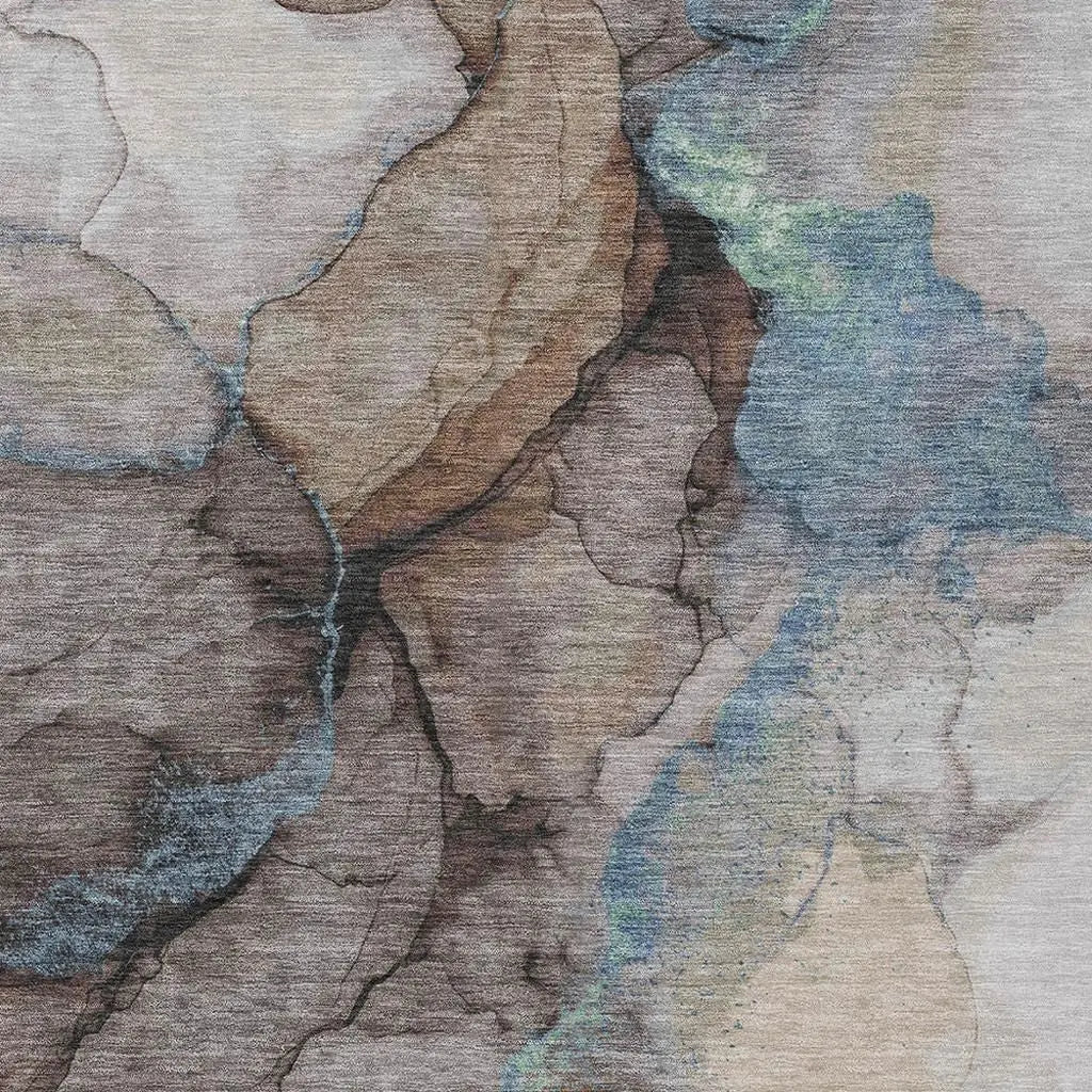 5' X 8' Taupe And Brown Abstract Washable Indoor Outdoor Area Rug Homeroots Outdoor