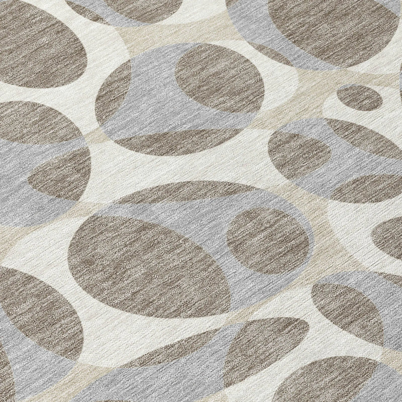 5' X 8' Taupe And Brown Abstract Washable Indoor Outdoor Area Rug Homeroots Outdoor