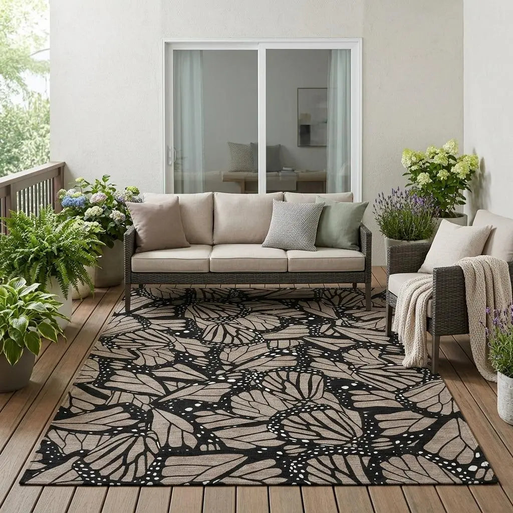 5' X 8' Taupe And Brown Animal Print Washable Indoor Outdoor Area Rug Homeroots Outdoor