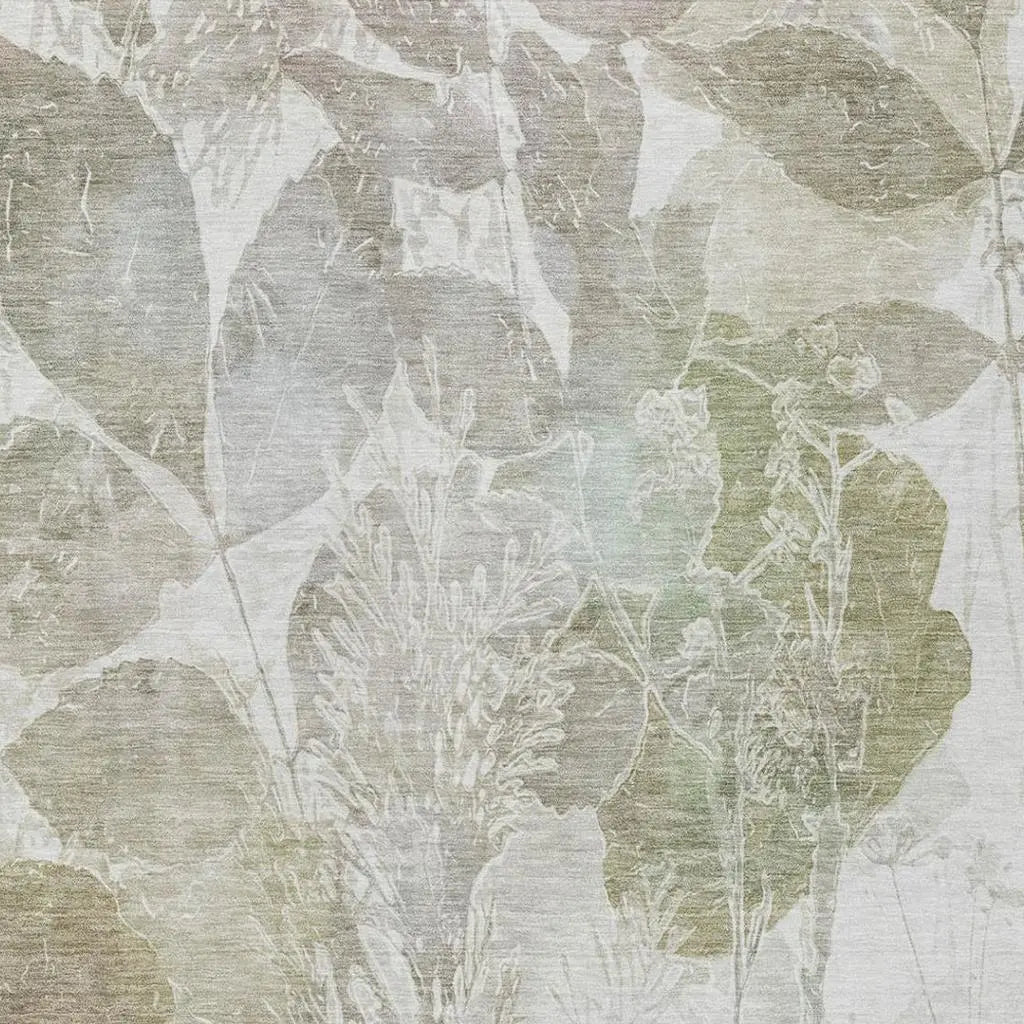 5' X 8' Taupe And Brown Botanical Leaves Washable Indoor Outdoor Area Rug Homeroots Outdoor