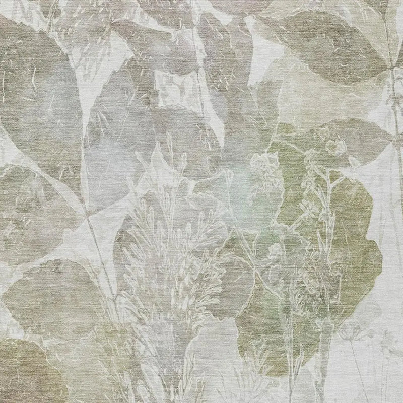 5' X 8' Taupe And Brown Botanical Leaves Washable Indoor Outdoor Area Rug Homeroots Outdoor