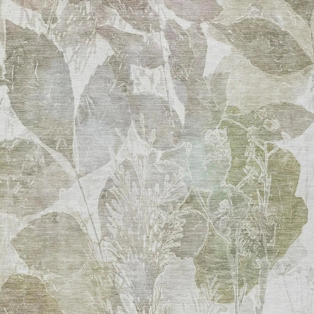 5' X 8' Taupe And Brown Botanical Leaves Washable Indoor Outdoor Area Rug Homeroots Outdoor