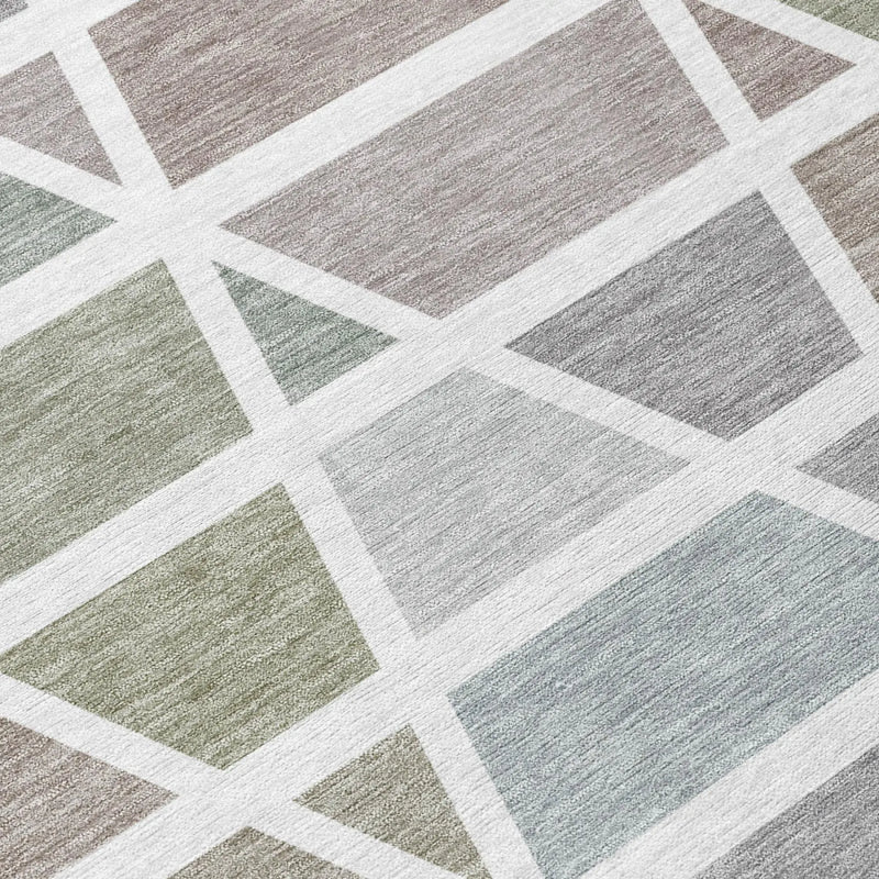 5' X 8' Taupe And Brown Geometric Washable Indoor Outdoor Area Rug Homeroots Outdoor