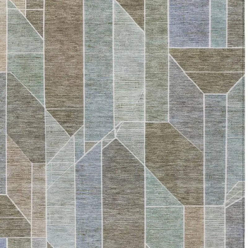 5' X 8' Taupe And Brown Geometric Washable Indoor Outdoor Area Rug Homeroots Outdoor
