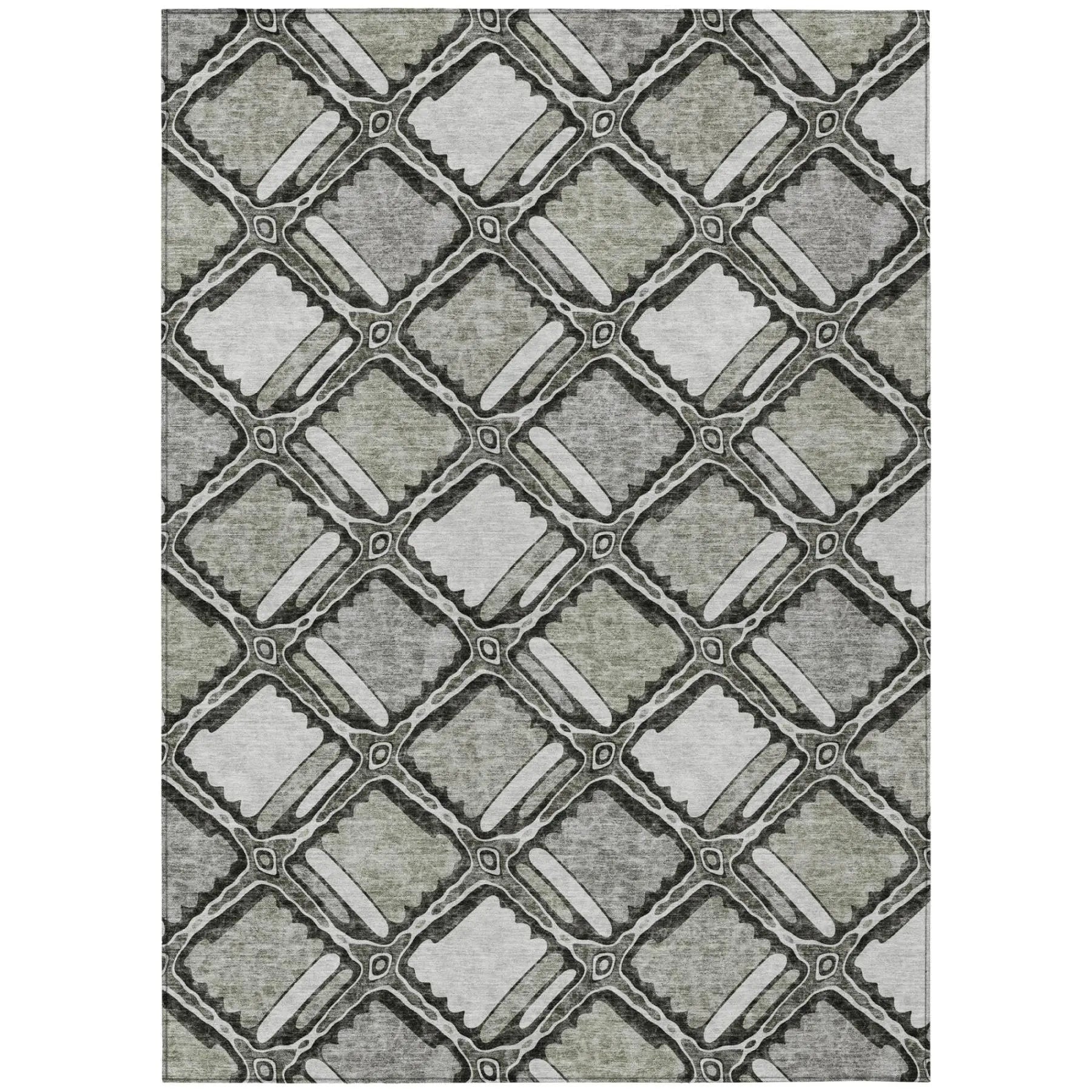 5' X 8' Taupe And Brown Geometric Washable Indoor Outdoor Area Rug Homeroots Outdoor