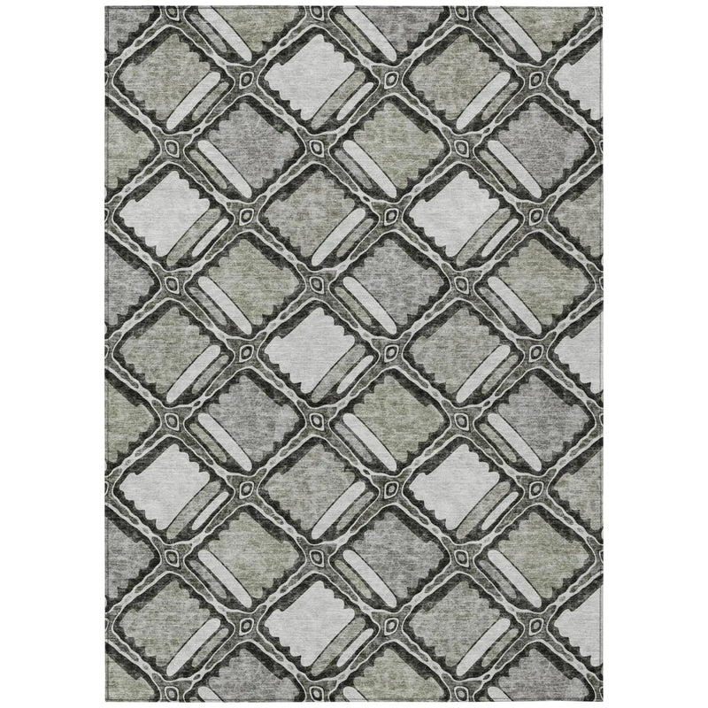 5' X 8' Taupe And Brown Geometric Washable Indoor Outdoor Area Rug Homeroots Outdoor