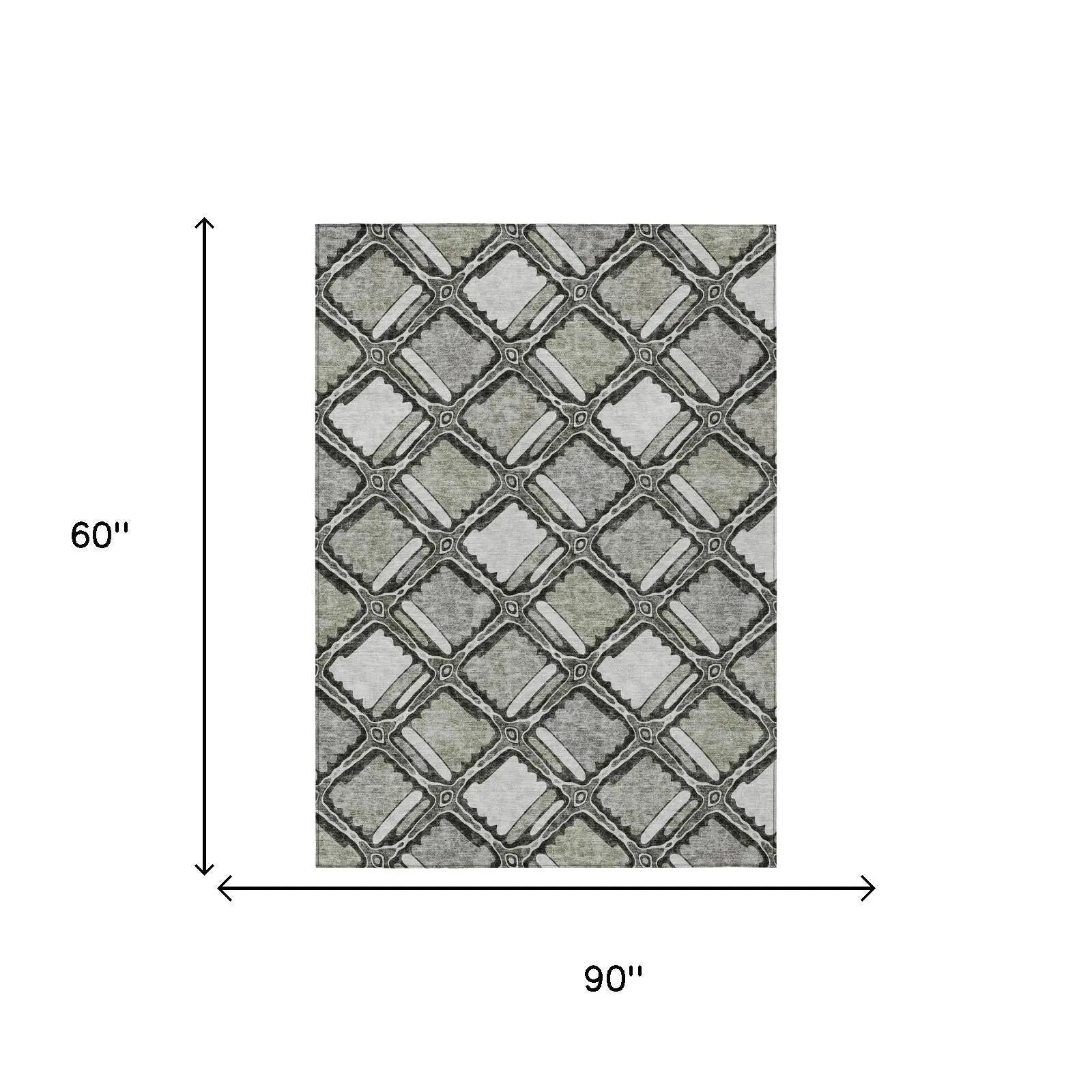 5' X 8' Taupe And Brown Geometric Washable Indoor Outdoor Area Rug Homeroots Outdoor