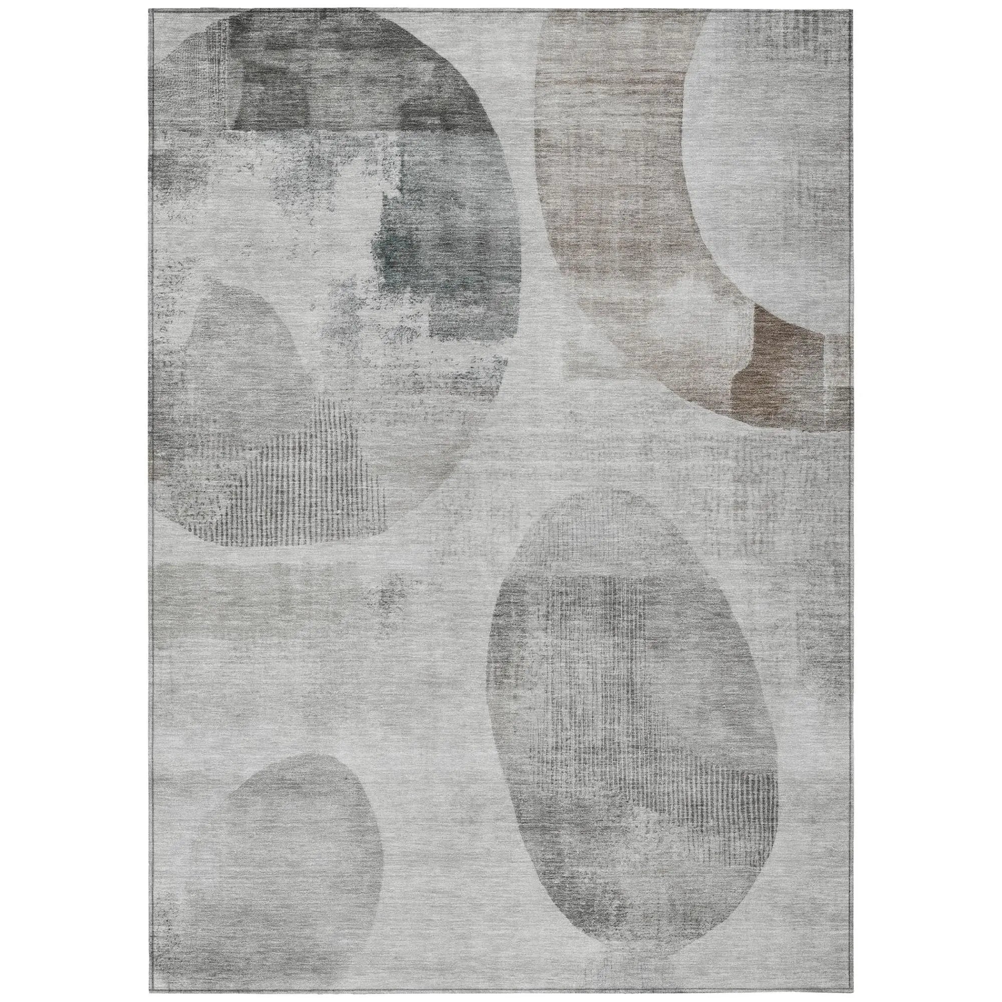 5' X 8' Taupe And Brown Geometric Washable Indoor Outdoor Area Rug Homeroots Outdoor