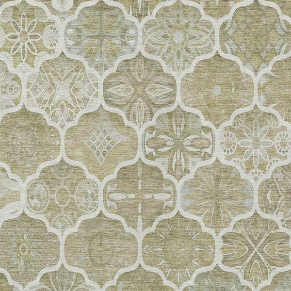 5' X 8' Taupe And Brown Ogee Washable Indoor Outdoor Area Rug Homeroots Outdoor