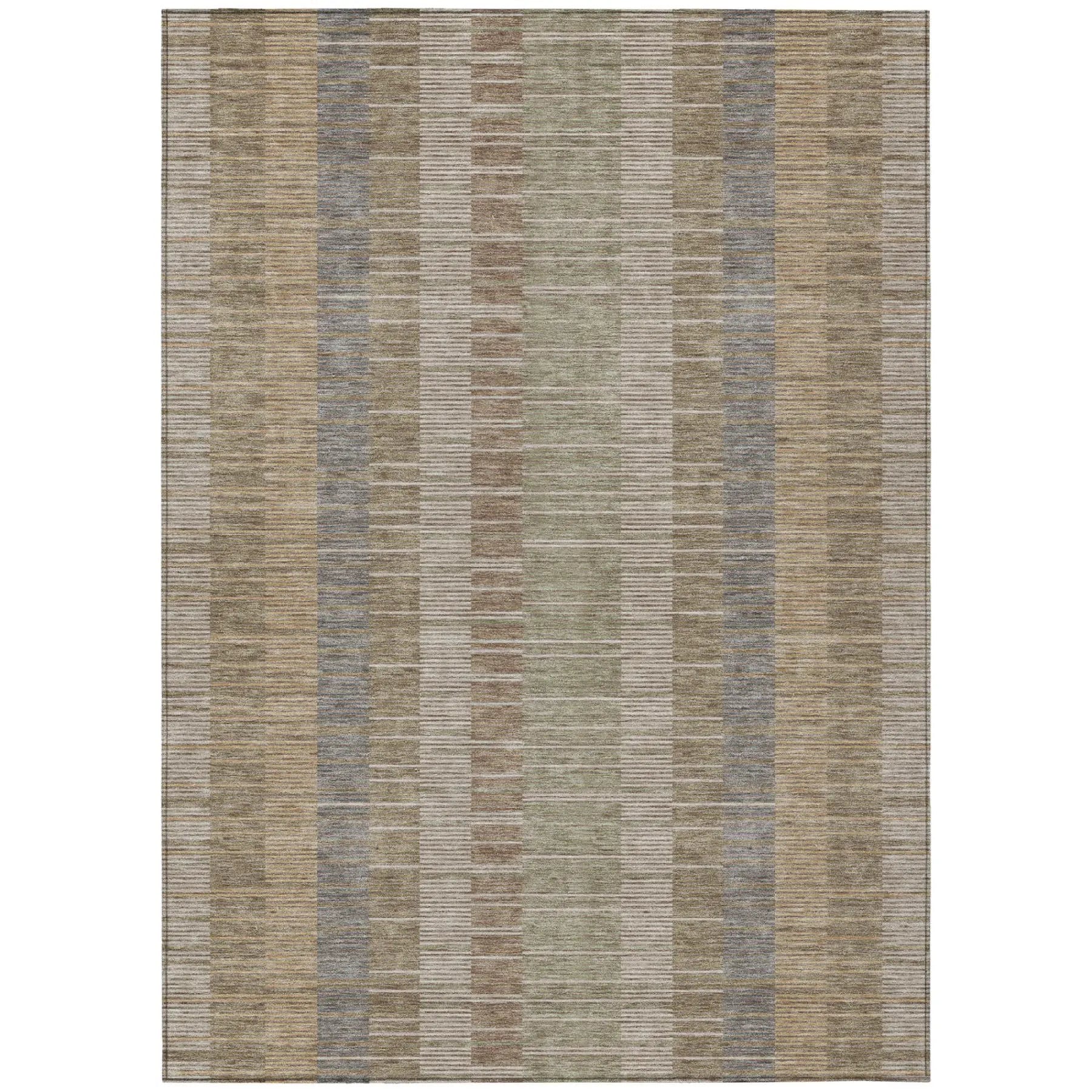 5' X 8' Taupe And Brown Striped Washable Indoor Outdoor Area Rug Homeroots Outdoor