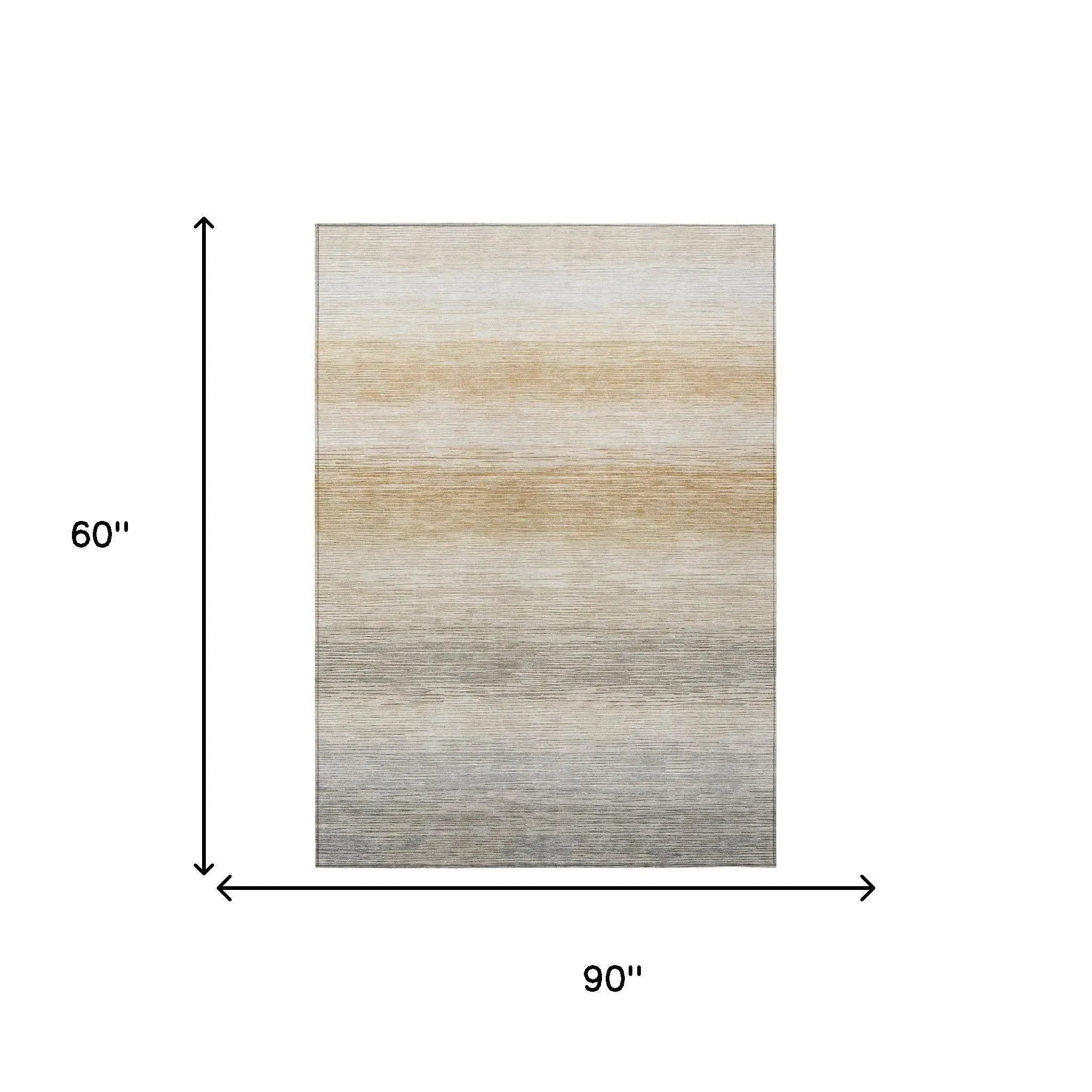 5' X 8' Taupe And Brown Striped Washable Indoor Outdoor Area Rug Homeroots Outdoor