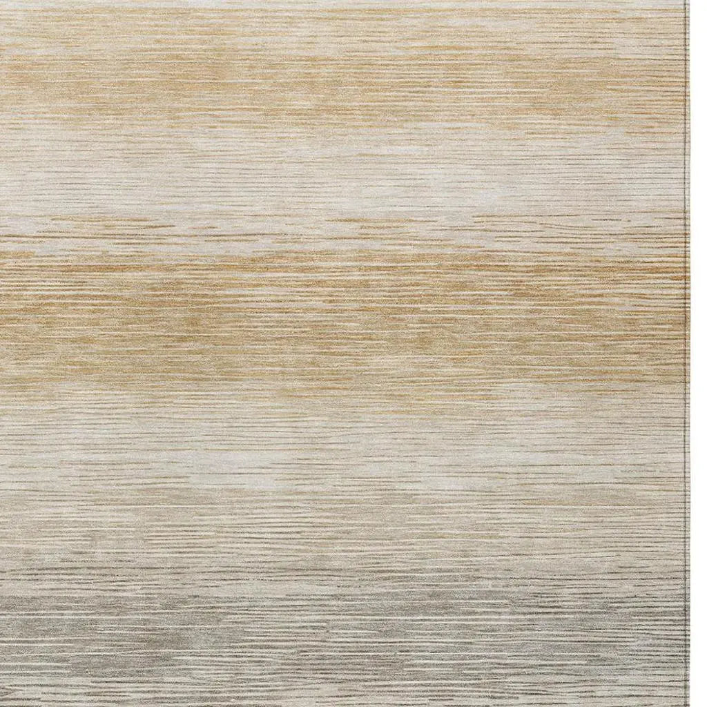 5' X 8' Taupe And Brown Striped Washable Indoor Outdoor Area Rug Homeroots Outdoor