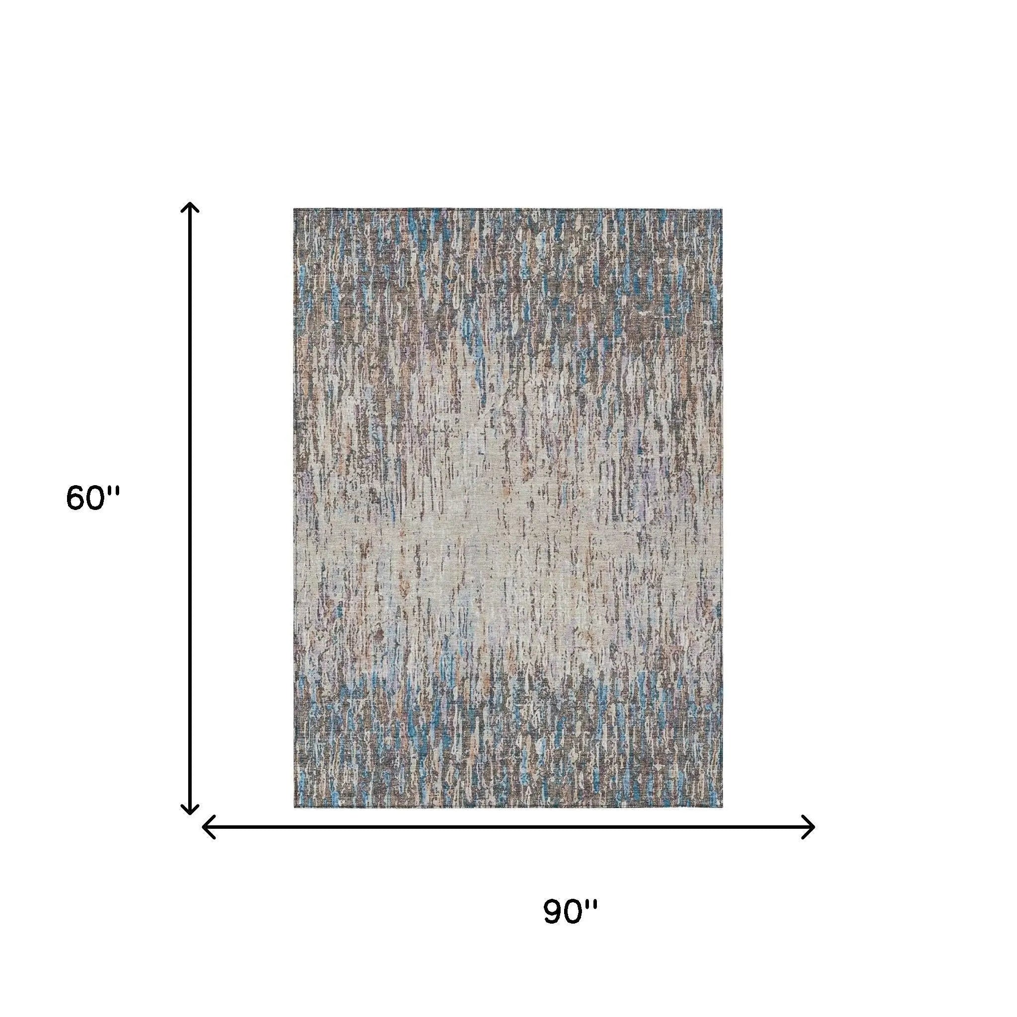 5' X 8' Taupe And Brown Striped Washable Indoor Outdoor Area Rug Homeroots Outdoor