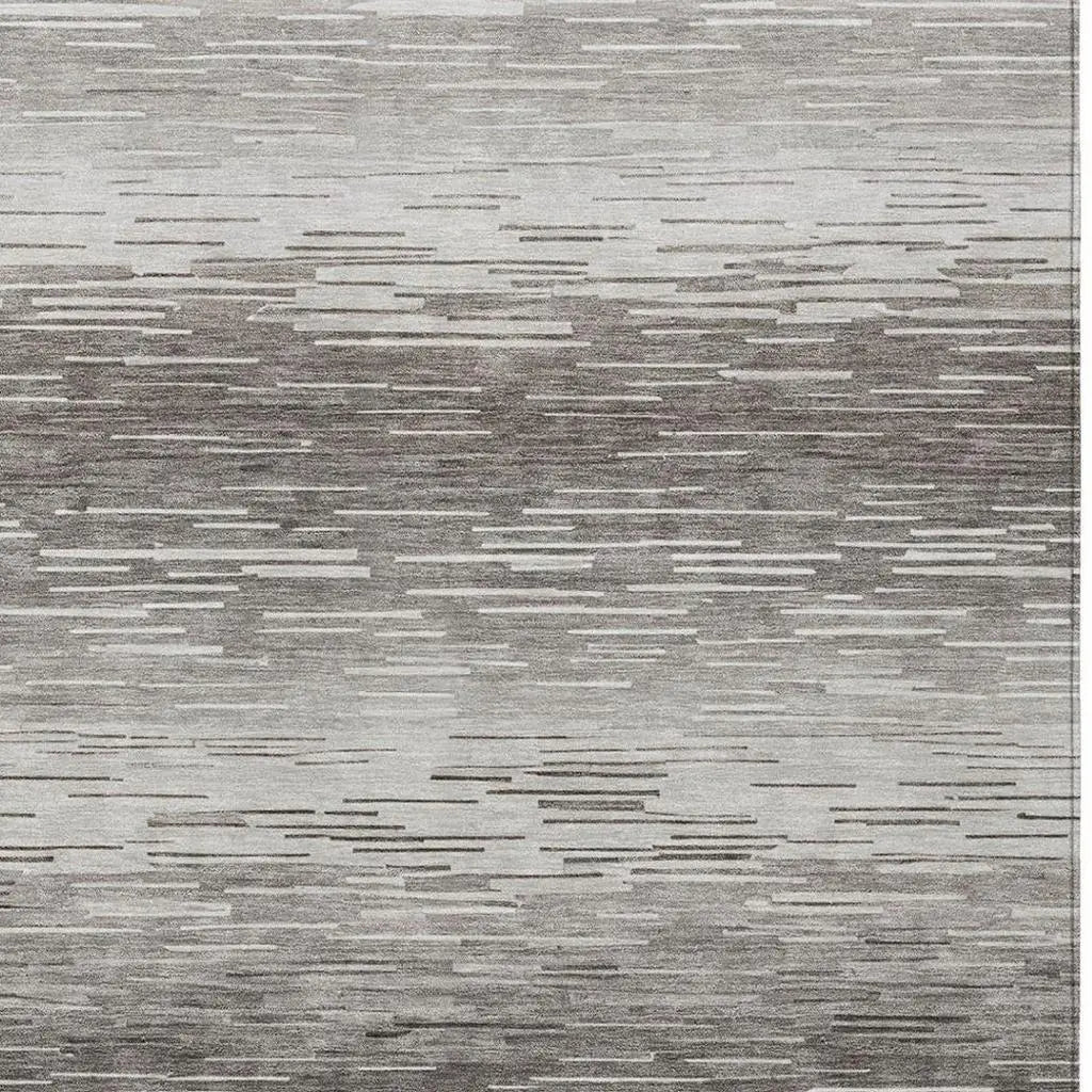5' X 8' Taupe And Brown Striped Washable Indoor Outdoor Area Rug Homeroots Outdoor