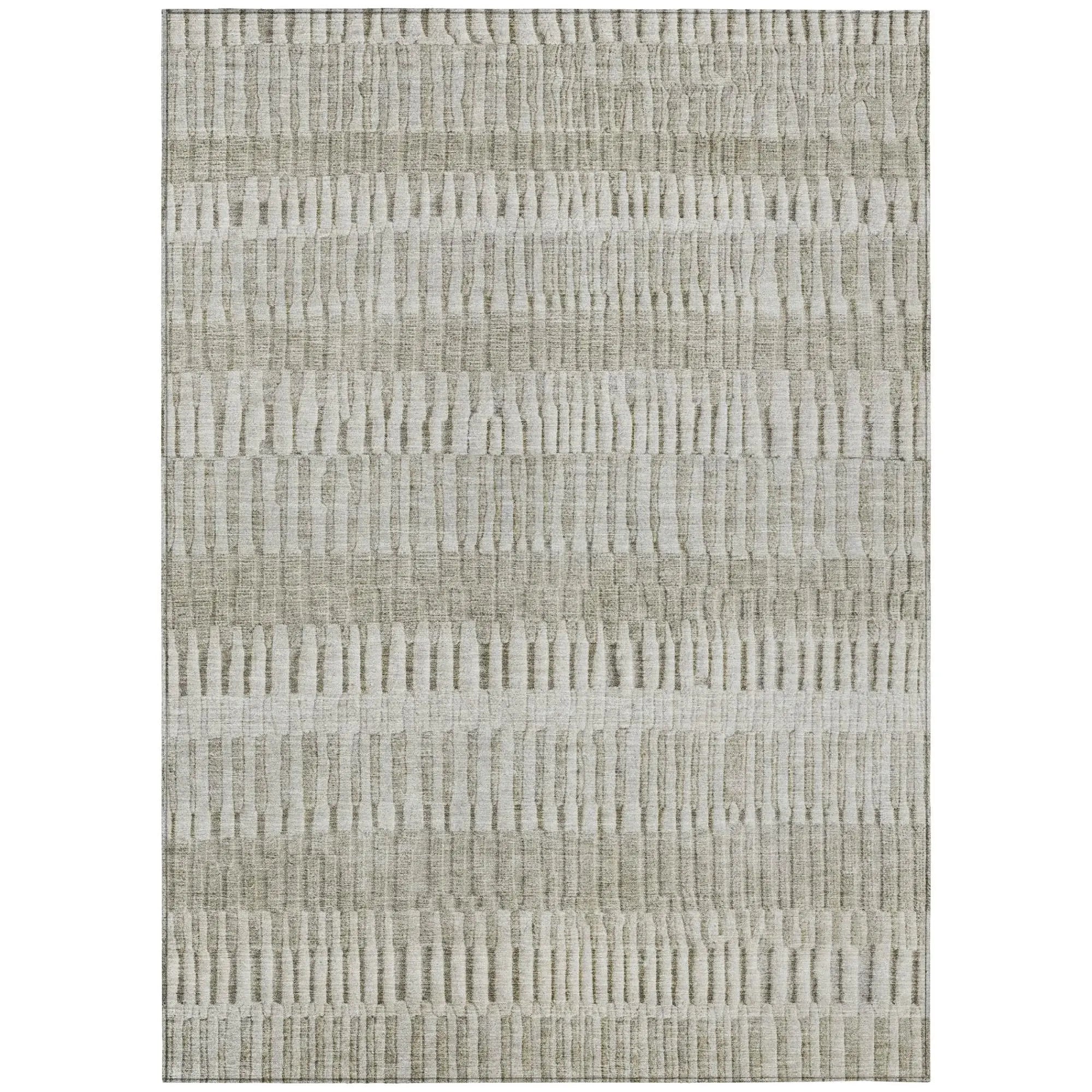 5' X 8' Taupe And Brown Striped Washable Indoor Outdoor Area Rug Homeroots Outdoor