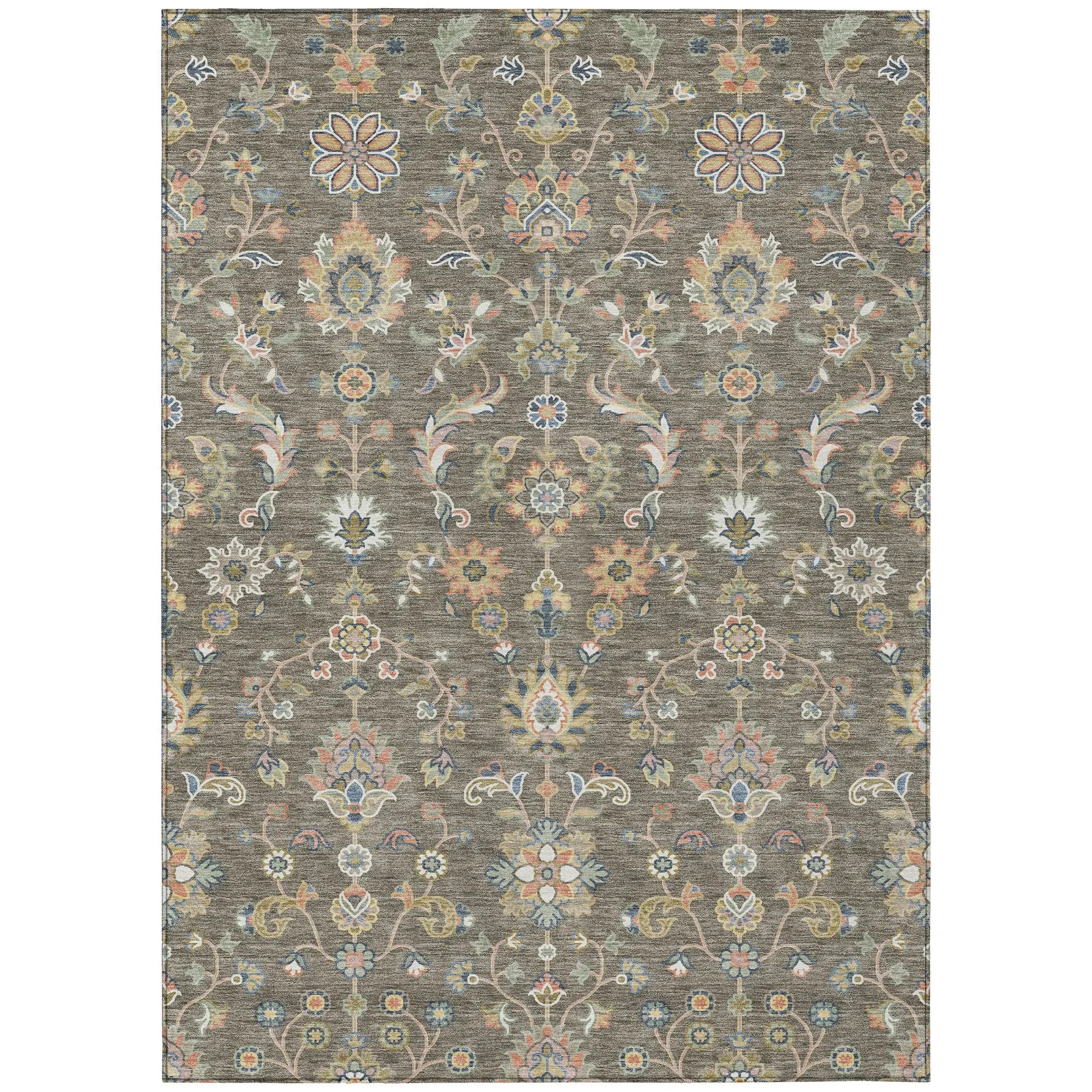 5' X 8' Taupe And Denim Blue Abstract Washable Indoor Outdoor Area Rug Homeroots Outdoor