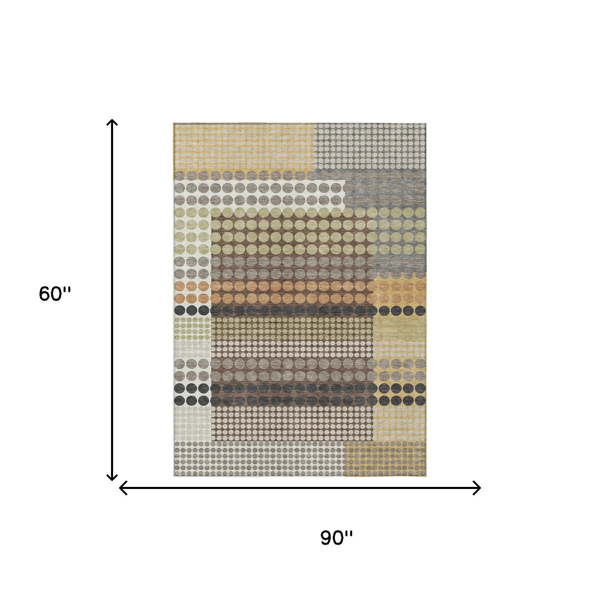 5' X 8' Taupe And Gold Geometric Washable Indoor Outdoor Area Rug Homeroots Outdoor