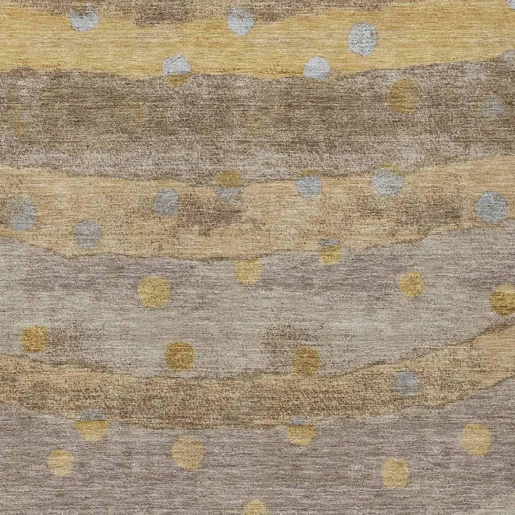 5' X 8' Taupe And Gold Striped Washable Indoor Outdoor Area Rug Homeroots Outdoor