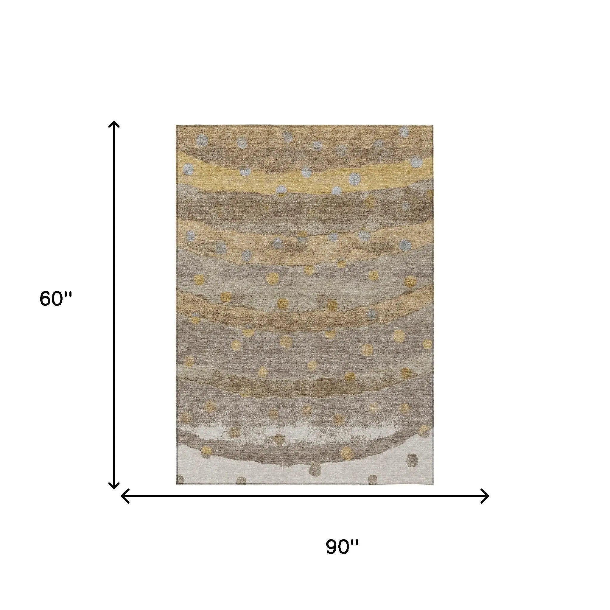 5' X 8' Taupe And Gold Striped Washable Indoor Outdoor Area Rug Homeroots Outdoor