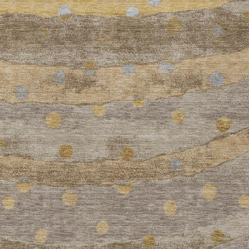 5' X 8' Taupe And Gold Striped Washable Indoor Outdoor Area Rug Homeroots Outdoor
