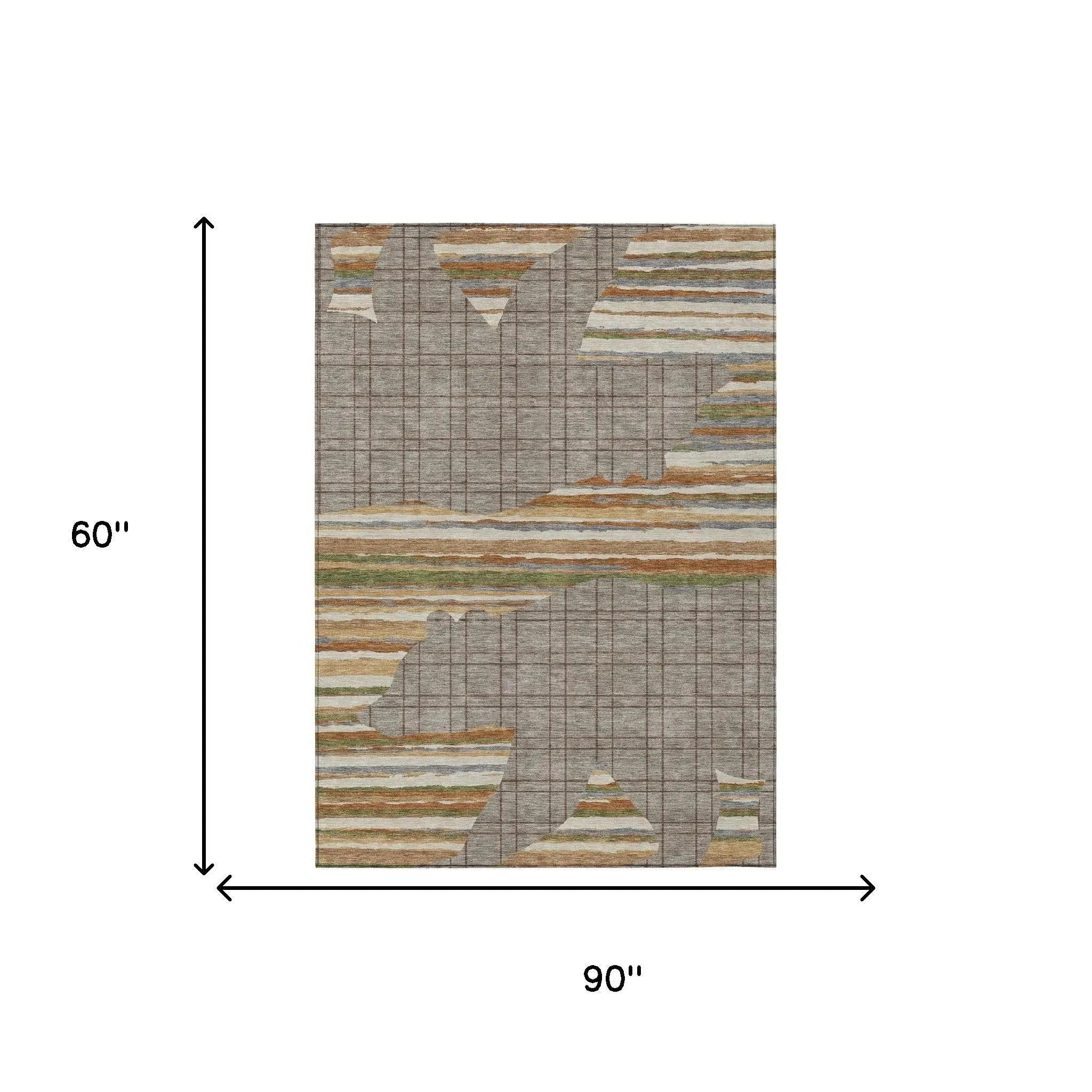 5' X 8' Taupe And Ivory Abstract Washable Indoor Outdoor Area Rug Homeroots Outdoor
