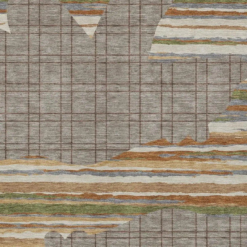 5' X 8' Taupe And Ivory Abstract Washable Indoor Outdoor Area Rug Homeroots Outdoor