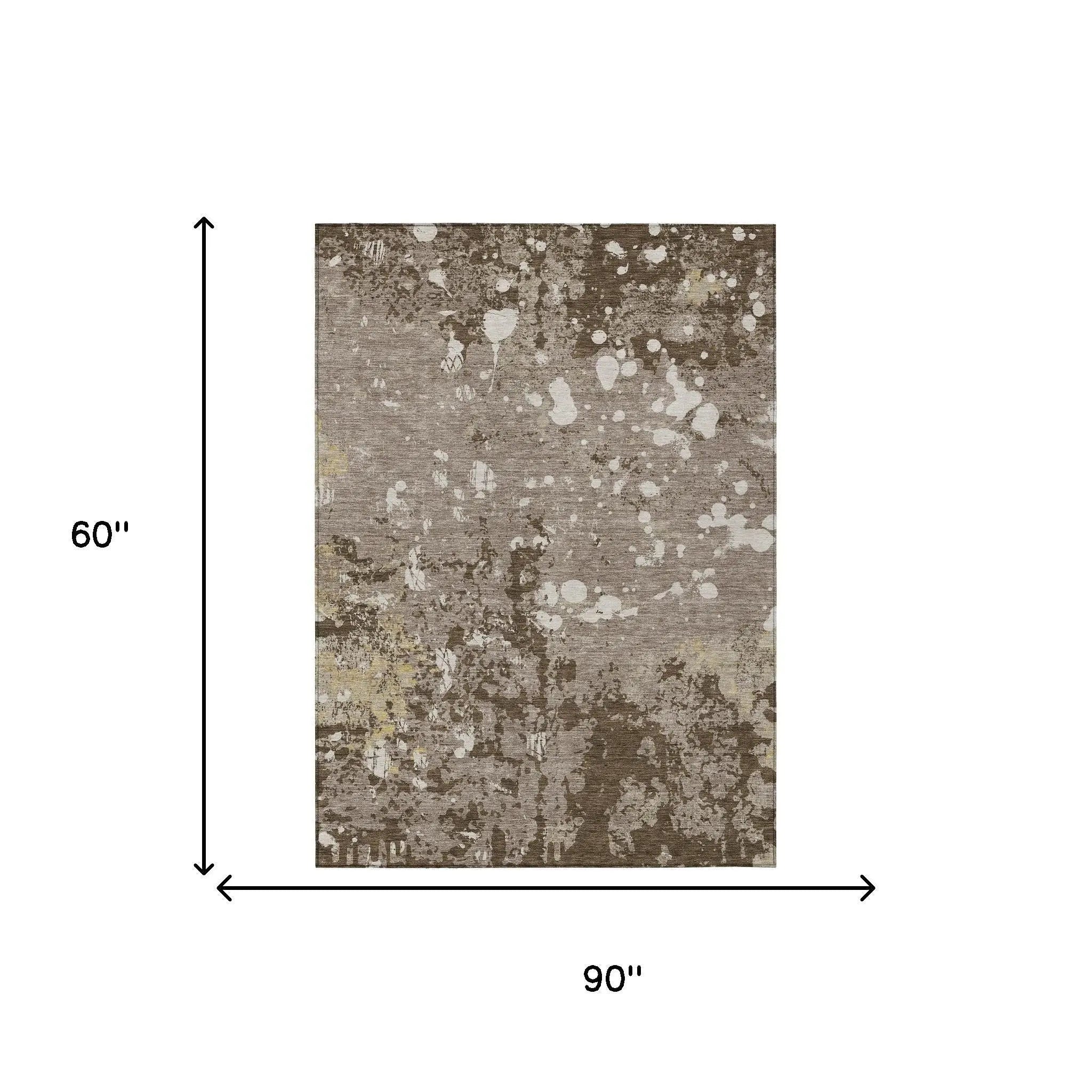 5' X 8' Taupe And Ivory Abstract Washable Indoor Outdoor Area Rug Homeroots Outdoor