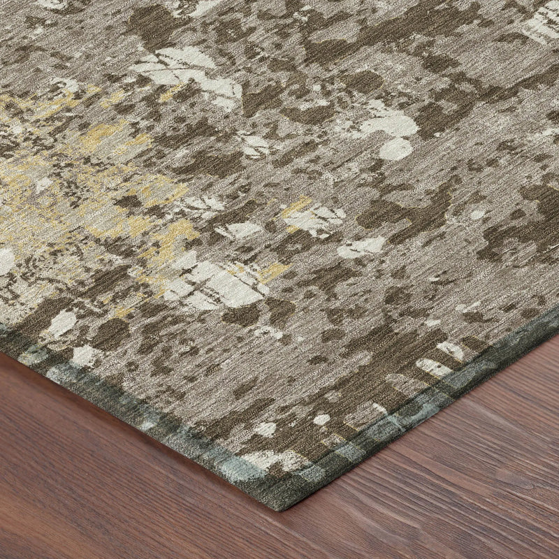 5' X 8' Taupe And Ivory Abstract Washable Indoor Outdoor Area Rug Homeroots Outdoor