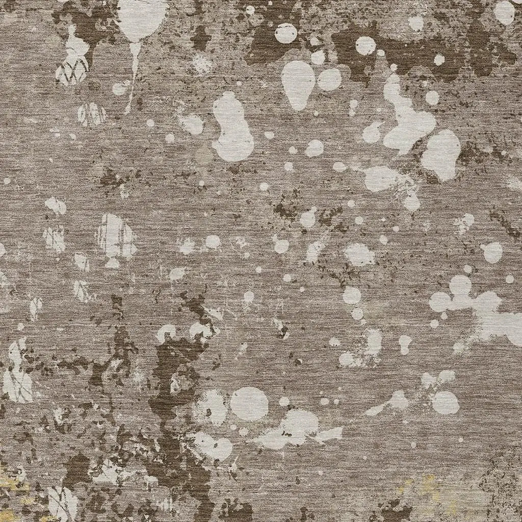 5' X 8' Taupe And Ivory Abstract Washable Indoor Outdoor Area Rug Homeroots Outdoor