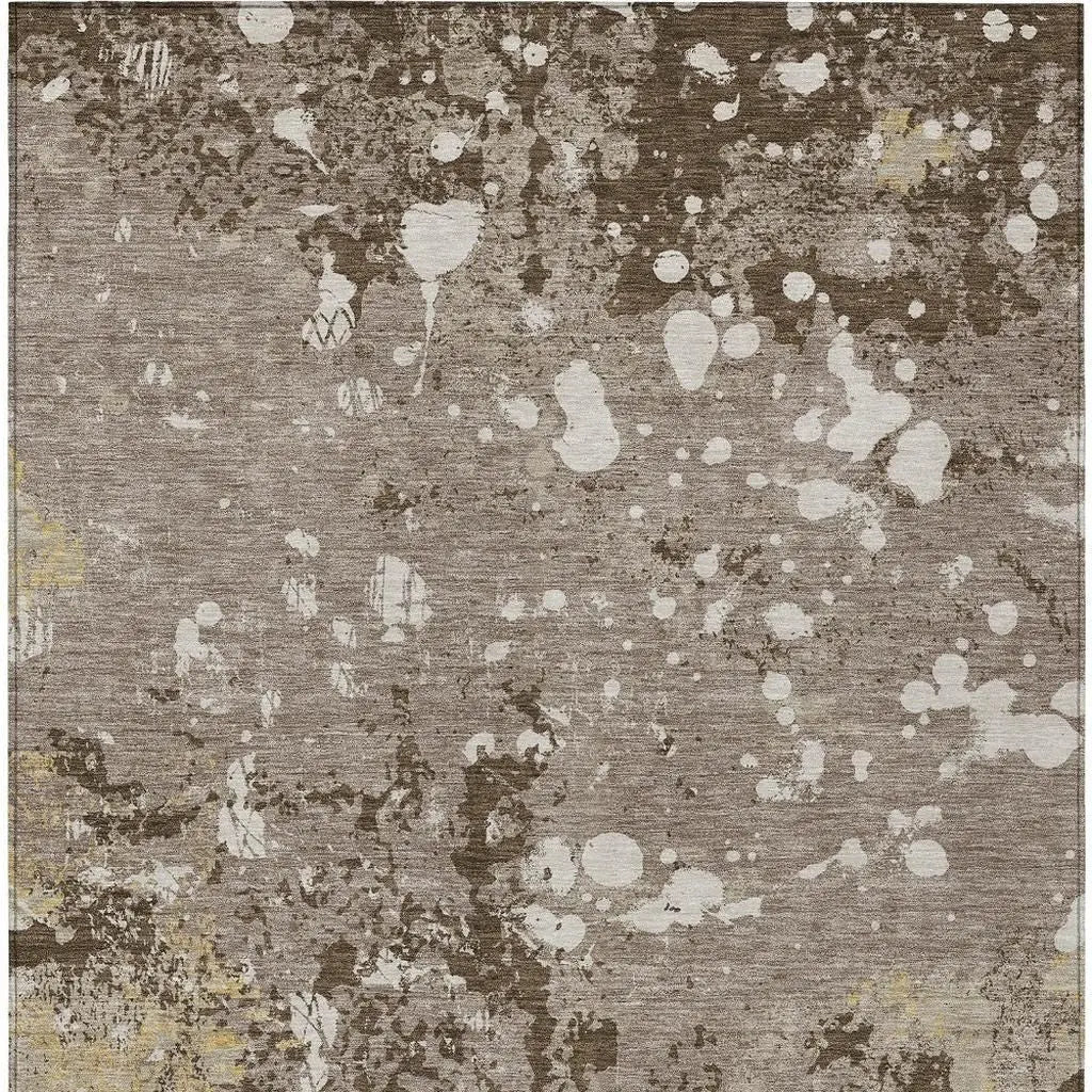 5' X 8' Taupe And Ivory Abstract Washable Indoor Outdoor Area Rug Homeroots Outdoor